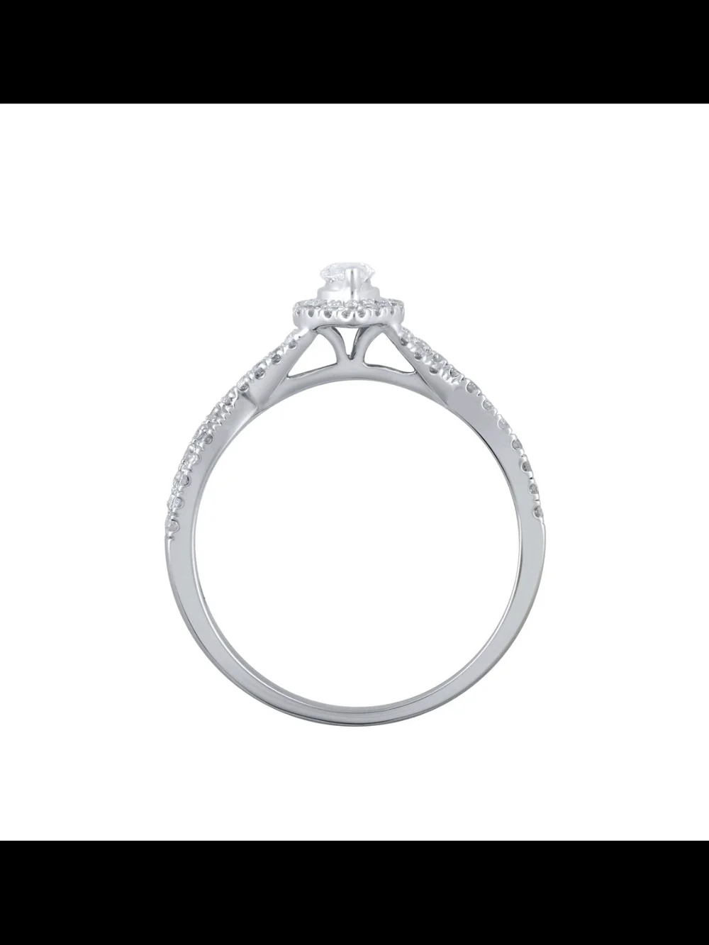 Marquise Halo 1/2 Ctw Diamond Engagement Ring in 10k White Gold Setting Nwot